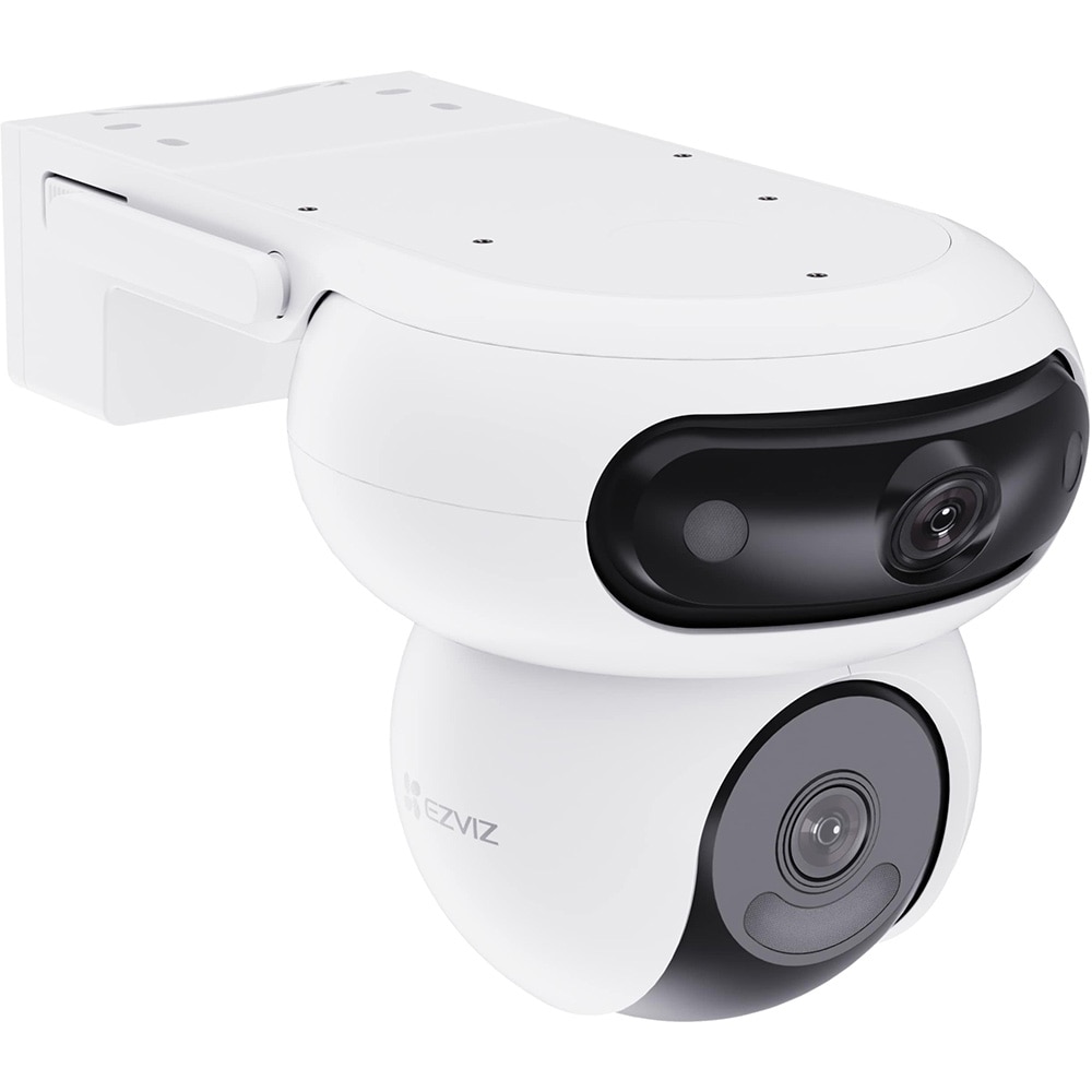 Camera IP Wireless exterior EZVIZ H90 Dual, 4+4MP, 1620p, IR, Night Vision, Auto Tracking, Detectarea formei umane/vehiculului AI, alb