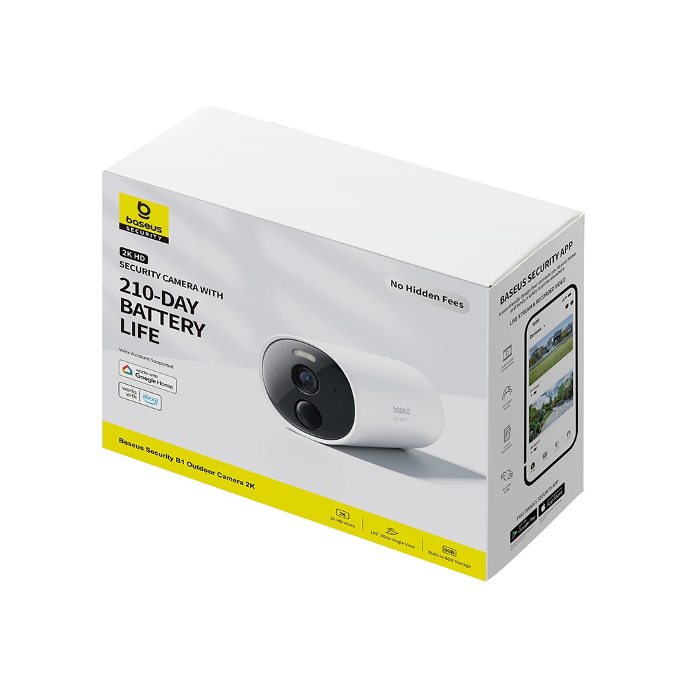 Camera IP Wireless BASEUS B1, 2K, 1296 p, IR, Night Vision, alb