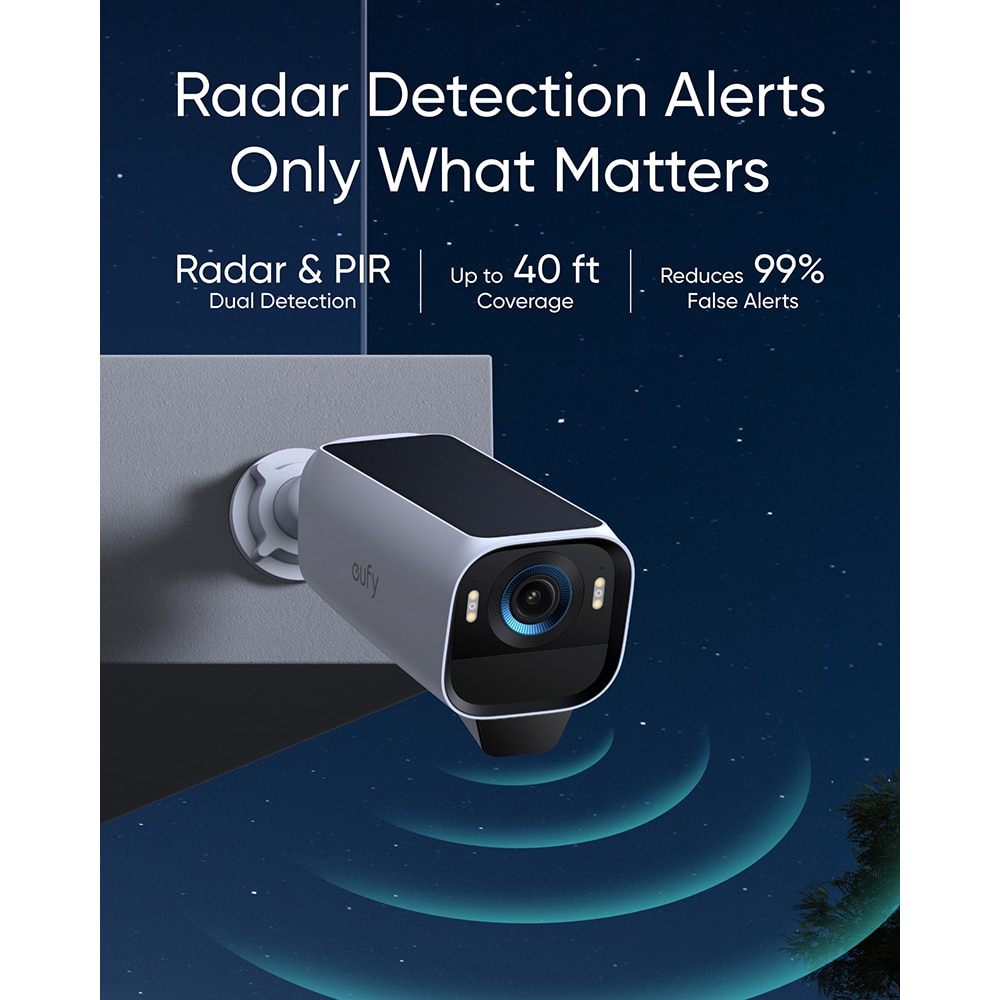 Camera IP Wireless EUFY S3 Pro, 2160 p, IR, Night Vision, alb