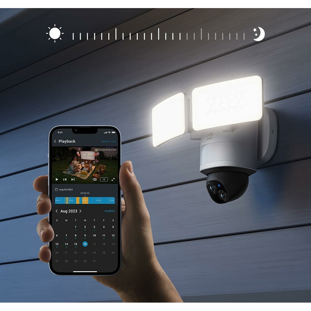 Camera IP Wireless exterior eufyCam Edge 2 FloodLight E340, 3K, IR, Night Vision, alb