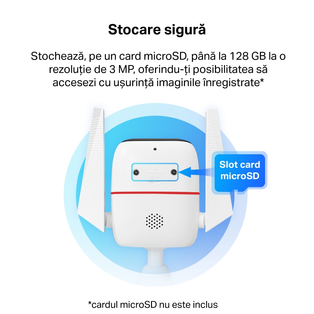 Camera IP Wireless exterior TP-LINK Tapo TC65, 3MP, SFHD 1296p, IR, Night Vision, alb