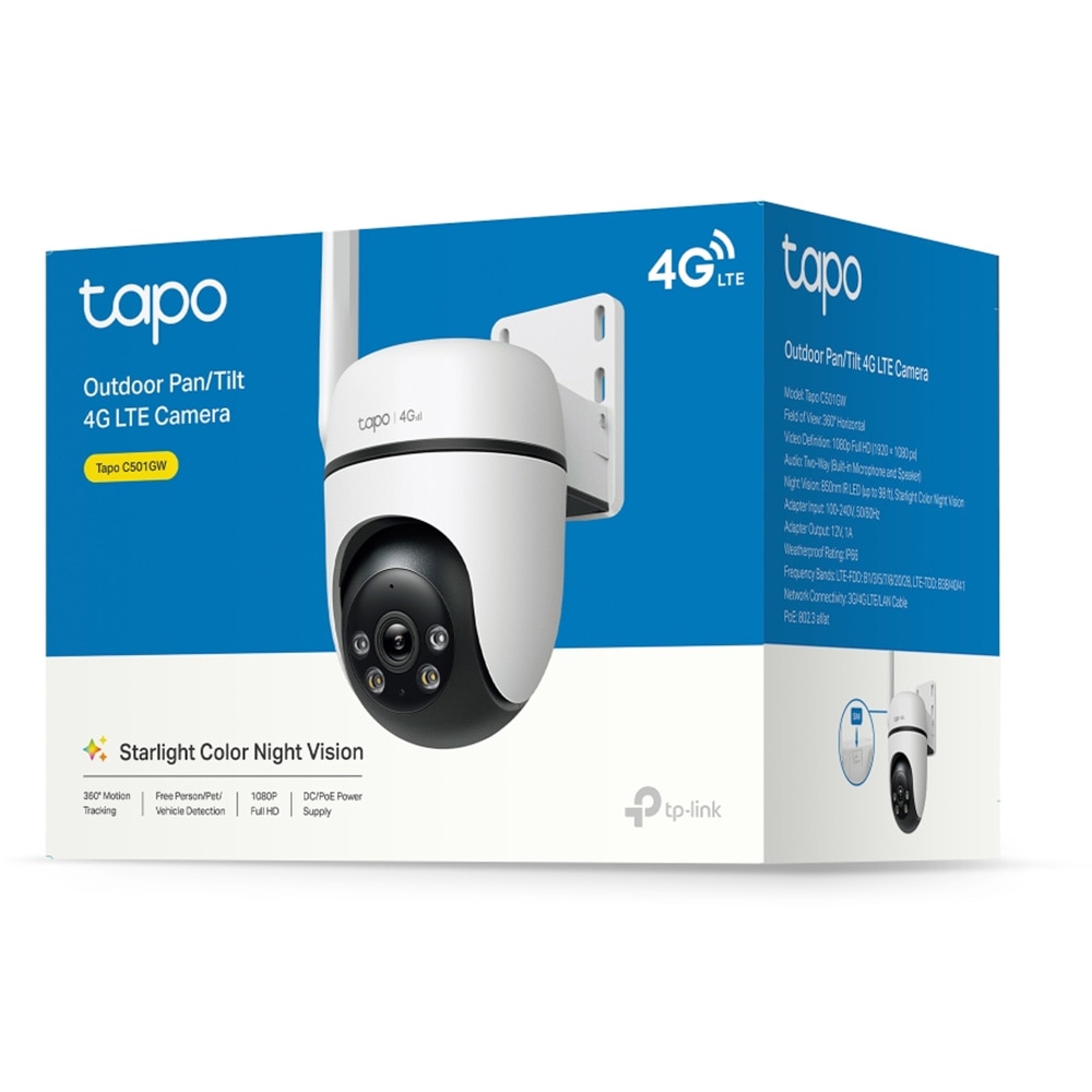 Camera IP Wireless exterior TP-LINK Tapo C501GW, 2MP, 1080 p, IP65, IR, Night Vision, alb
