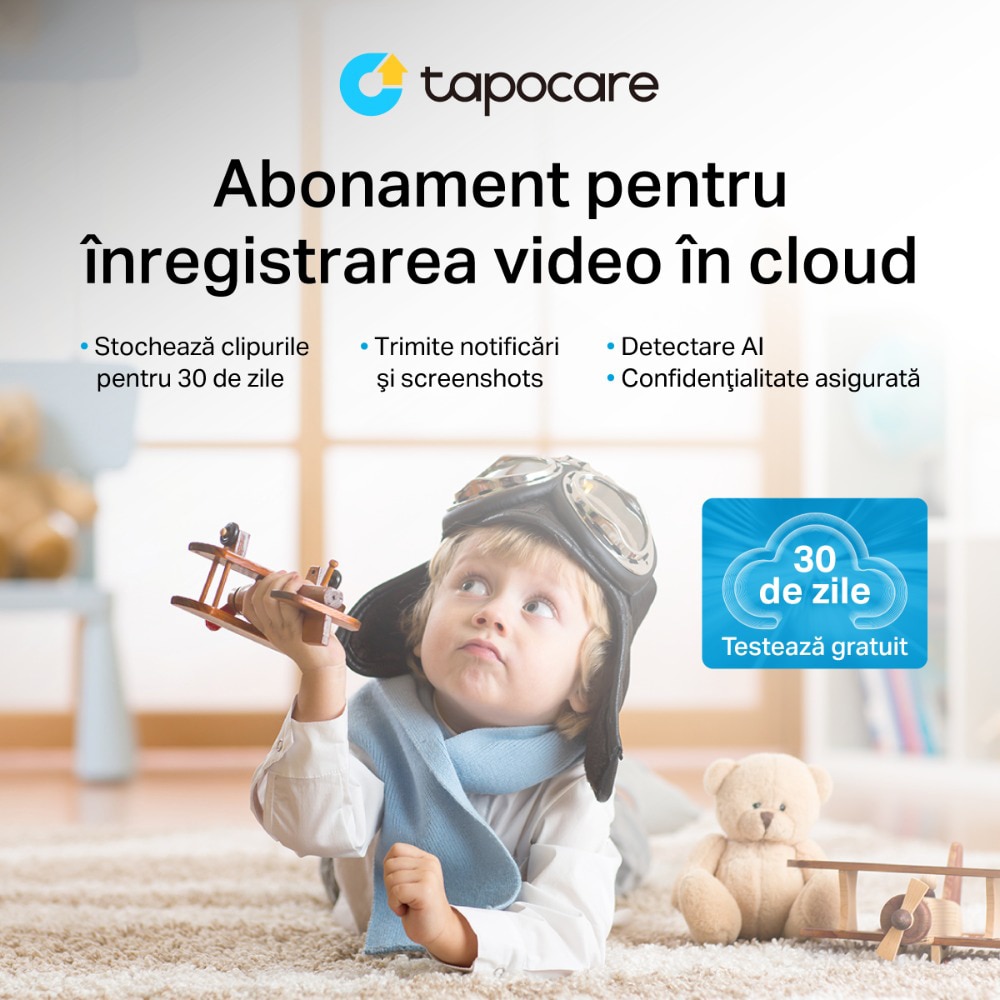 Camera IP Wireless interior TP-LINK Tapo TC70, 2MP, Full HD 1080p, IR, Night Vision, alb