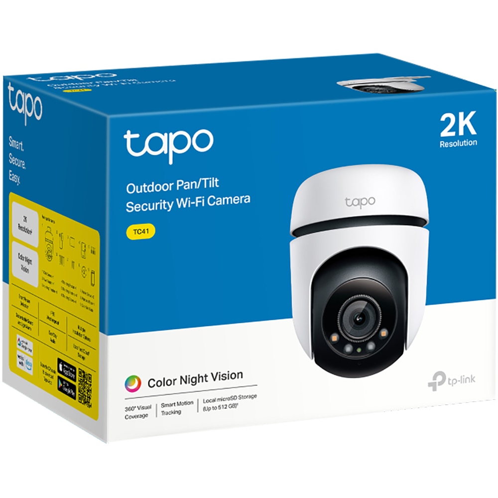 Camera IP Wireless exterior PTZ TP-LINK Tapo TC41, 3MP, 1296p, IR, Night Vision, alb