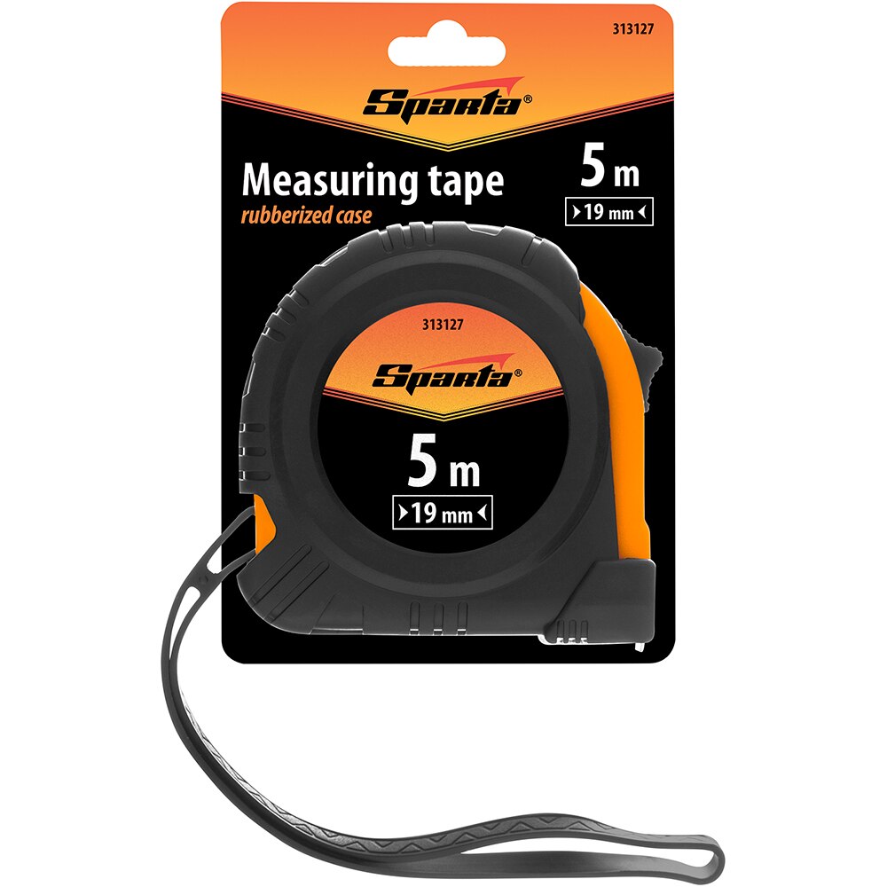 Ruleta elastica SPARTA 313127, 5m x 18 mm, plastic, negru