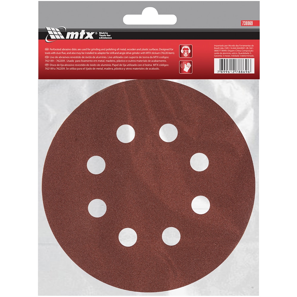 Disc abraziv MTX 738069, perforat, P120, 125mm, 5 bucati