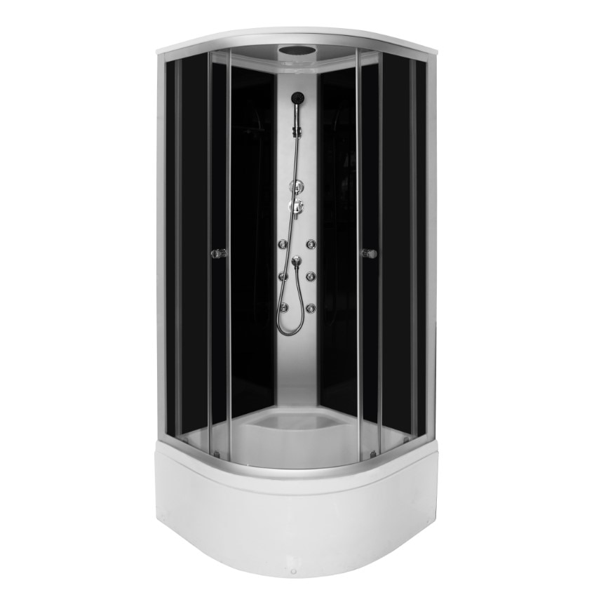 Cabina de dus Briska, 90 x 90 x 210 cm, semirotunda, sticla securizata 4mm, profil crom