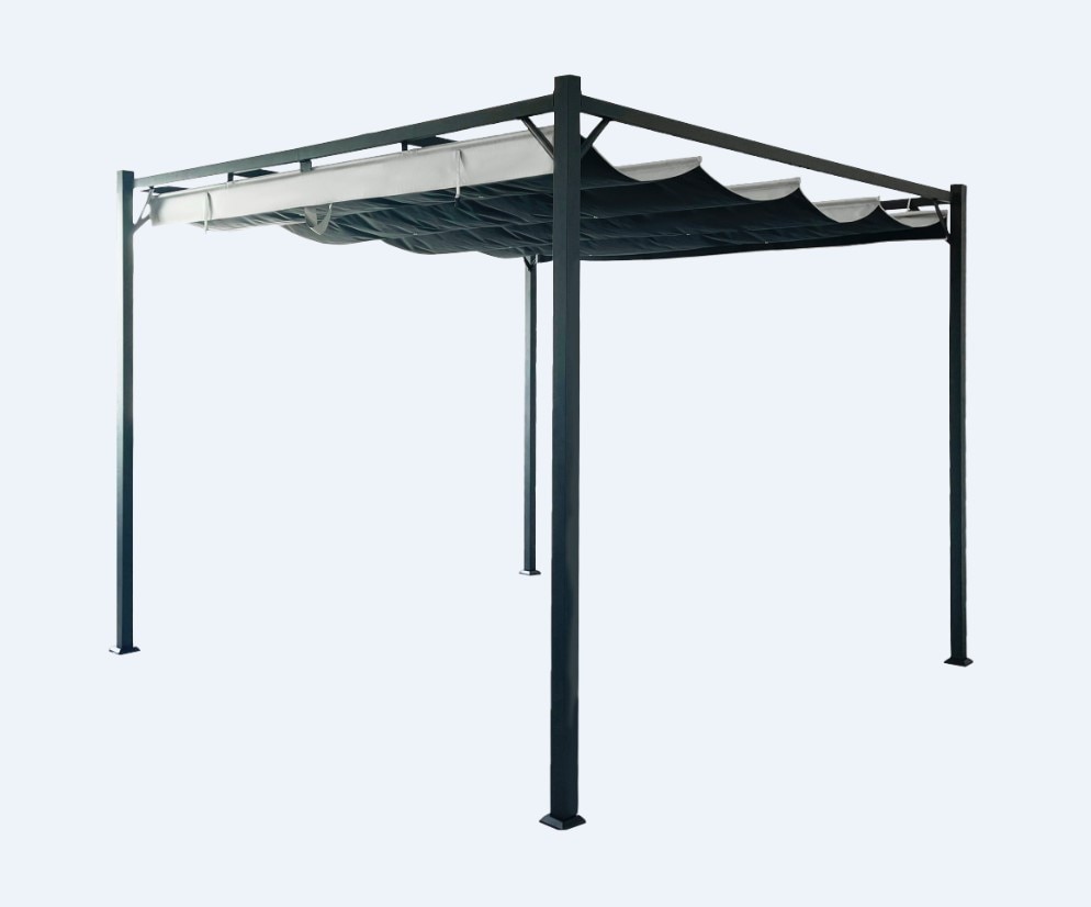 Pergola gradina Klikstrom Alize, otel/ poliester, 3 x 3 x 2.32 m, gri