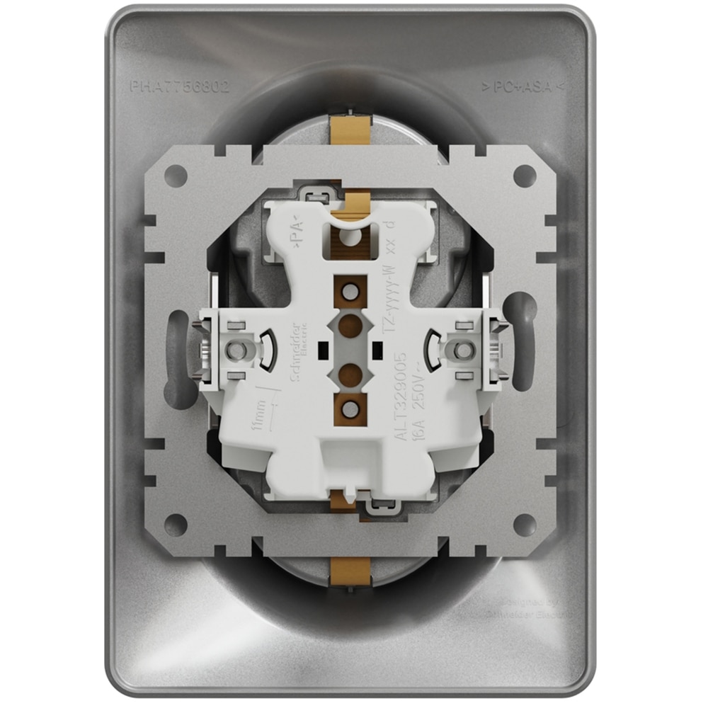 Priza dubla SCHNEIDER Sedna Design SDD313221, IP20, Obturatoare, aluminiu