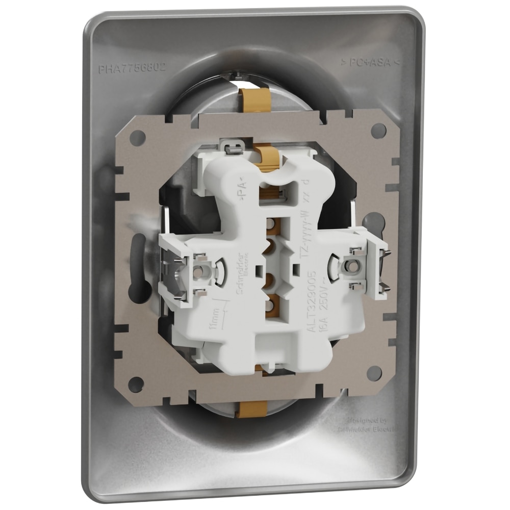 Priza dubla SCHNEIDER Sedna Design SDD313221, IP20, Obturatoare, aluminiu