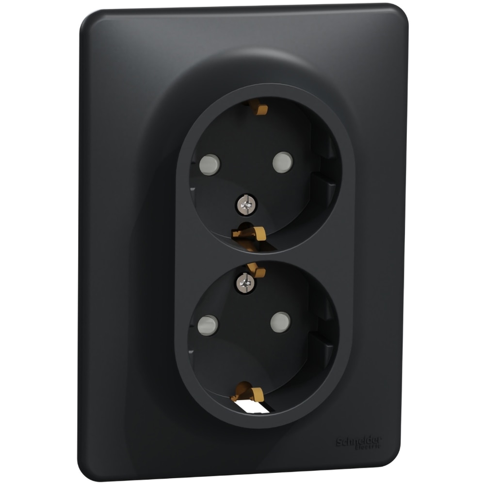 Priza dubla SCHNEIDER Sedna Design SDD314221, IP20, Obturatoare, antracit