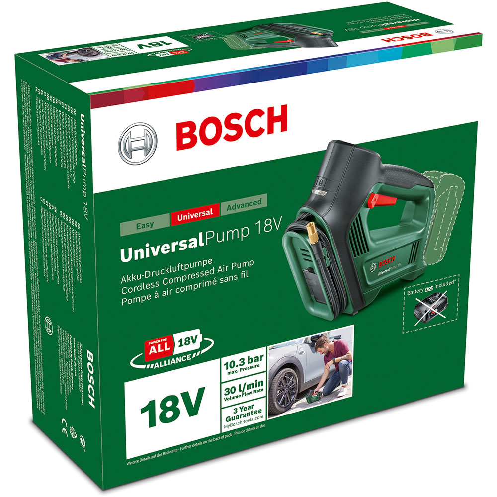 Compresor aer BOSCH UniversalPump, 18V, 1.5Ah, 10.3bar, 30l/min, fara acumulator