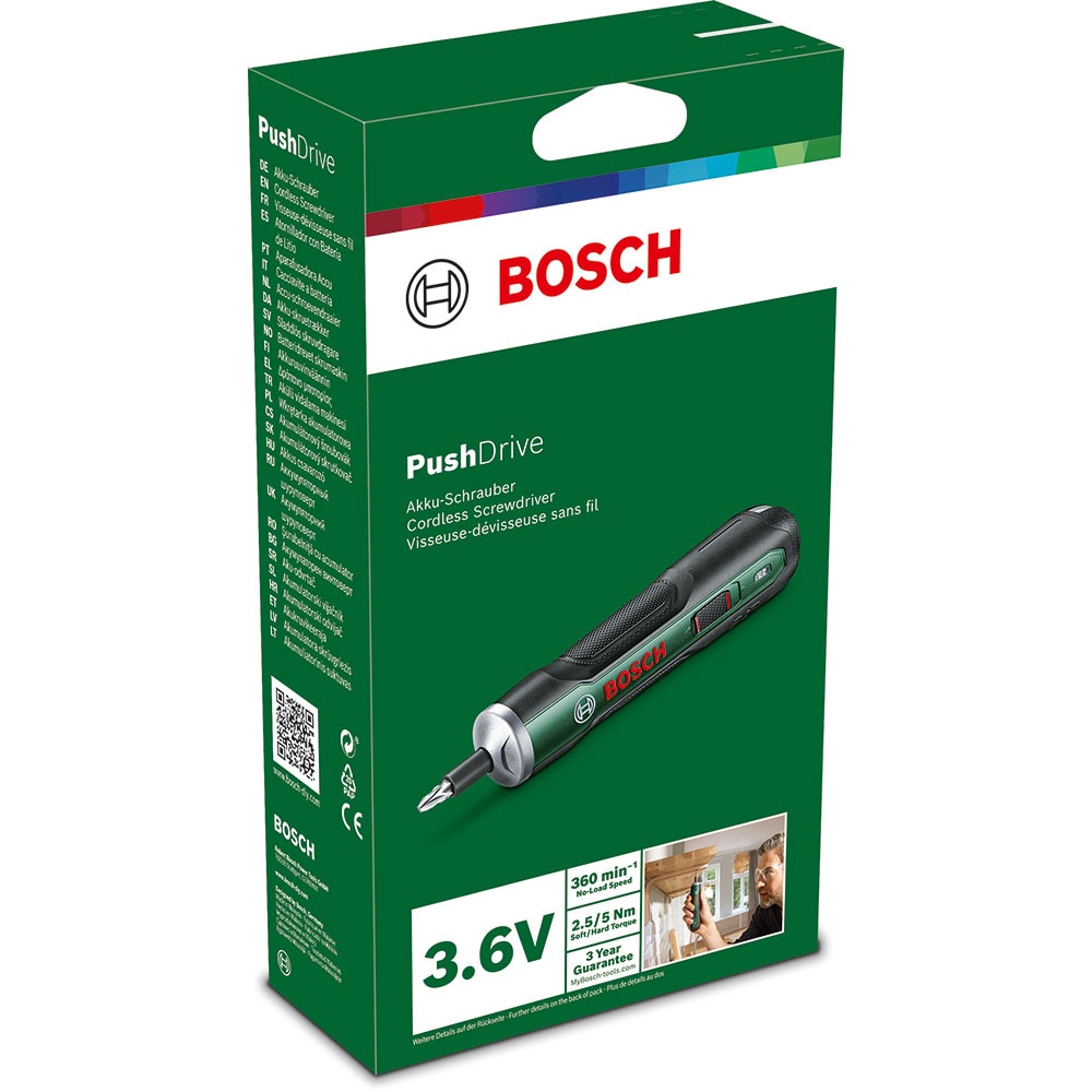 Surubelnita electrica BOSCH Pushdrive, 5 Nm, mandrina HEX, 1.5 Ah, verde