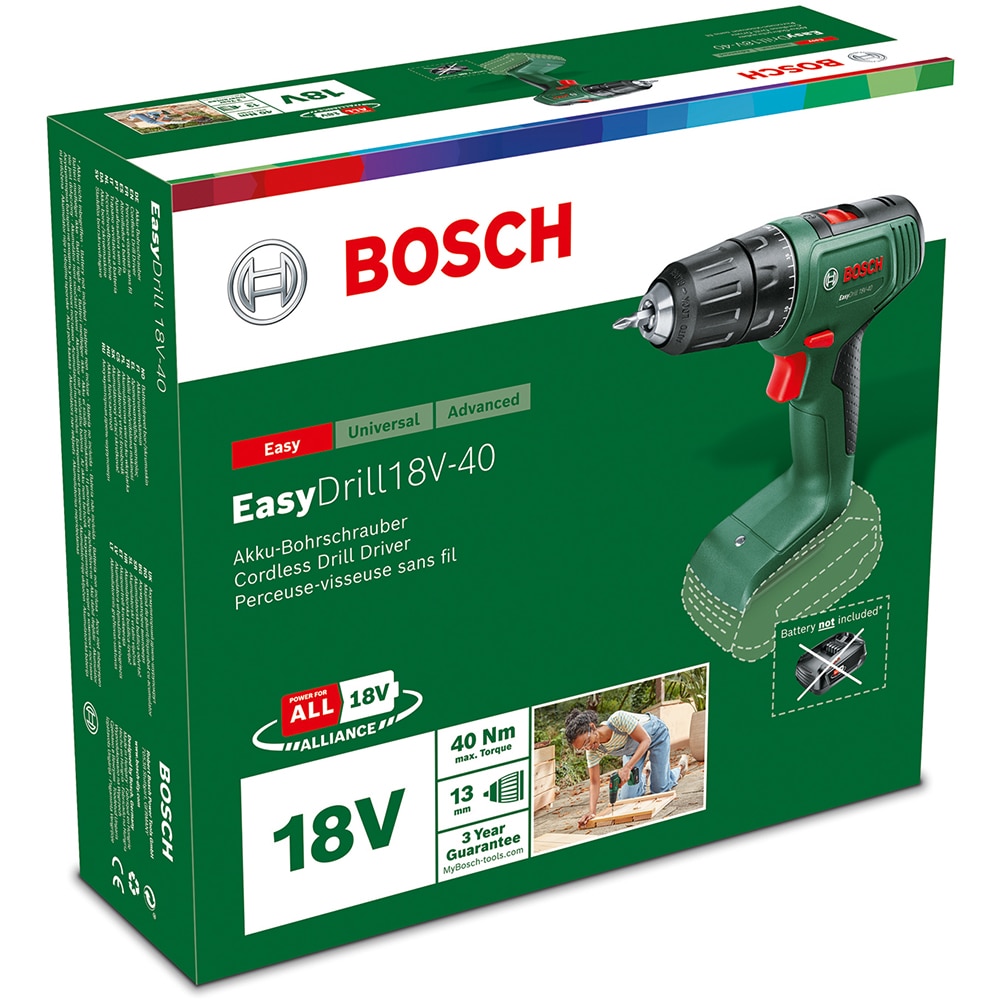 Masina de gaurit si insurubat (bormasina) BOSCH EasyDrill 18V-40 F.A., 1630rpm, mandrina Rapida, 32nm, fara acumulator