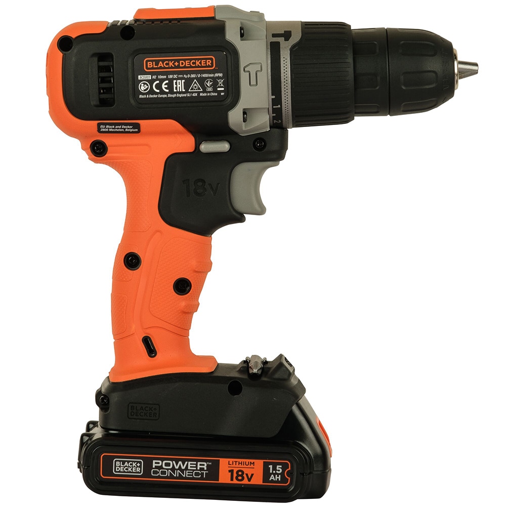 Masina de gaurit si insurubat (bormasina) BLACK & DECKER BCD003BA10S-QW, 18V, 1.5Ah, 1400rpm, 45Nm, mandrina rapida, 10 accesorii