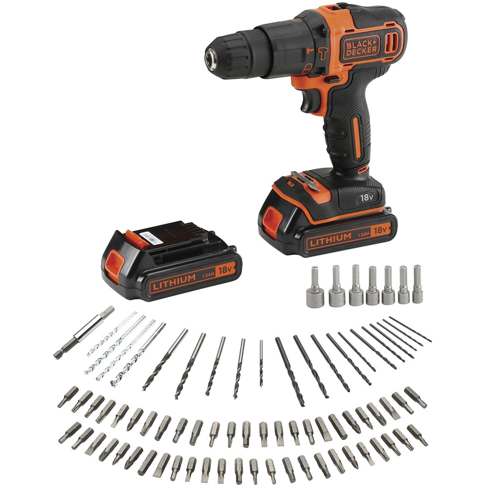 Masina de gaurit si insurubat (bormasina) BLACK & DECKER BDCHD18BAFC-QW, 18V, 1.5Ah, 1400rpm, 40Nm, mandrina rapida, 80 accesorii