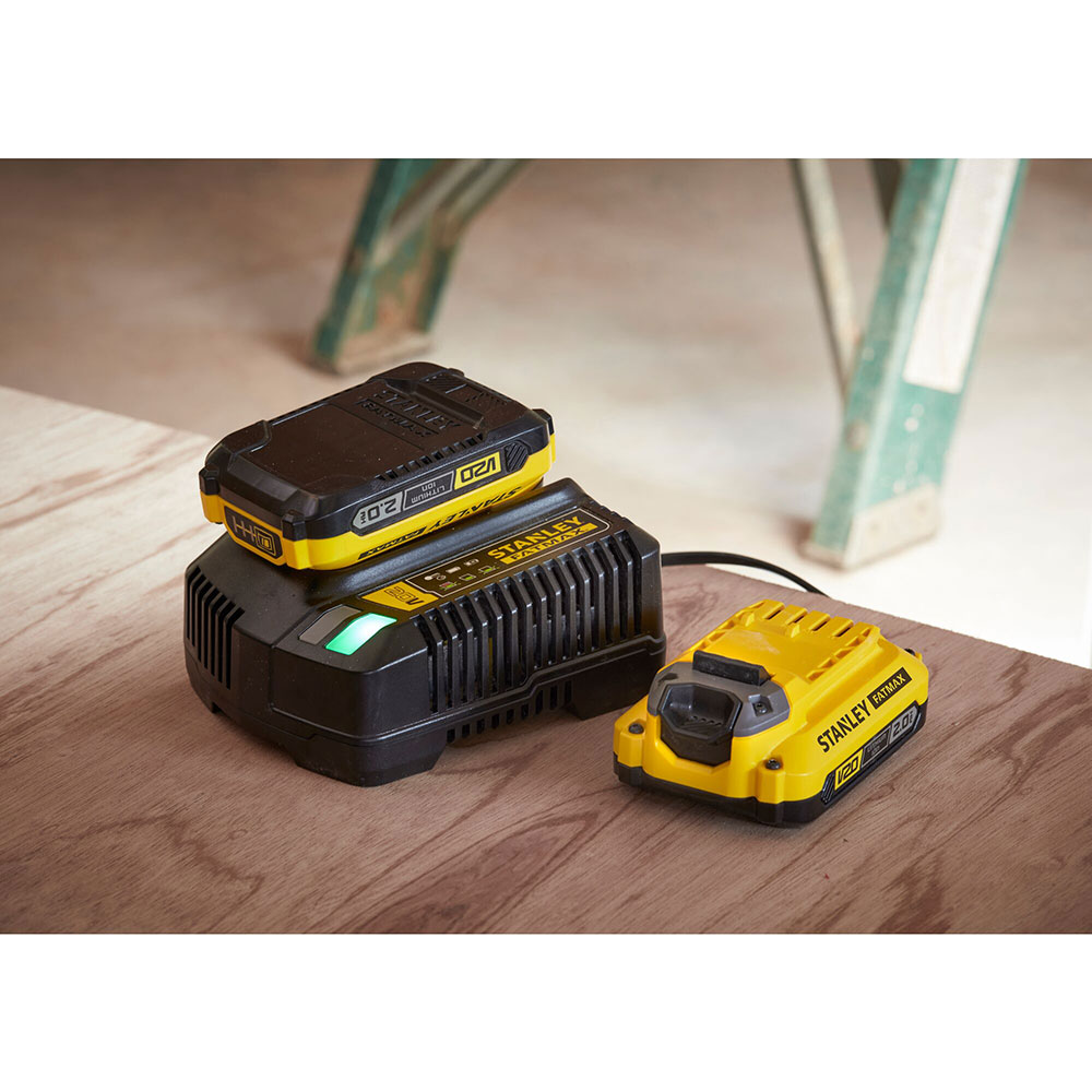 Set incarcator si acumulator pentru scule electrice STANLEY FatMax V20, 18V, 2 x 2.0Ah, Li Ion