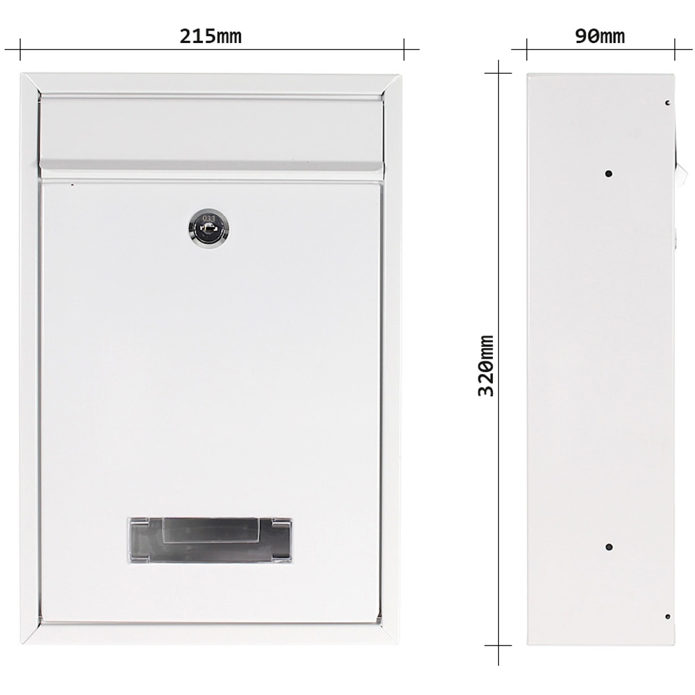 Cutie postala ROTTNER Tarvis, Inchidere cheie, 90 x 215 x 320 mm, alb