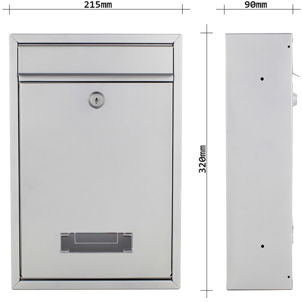 Cutie postala ROTTNER Tarvis, Inchidere cheie, 90 x 215 x 320 mm, argintiu