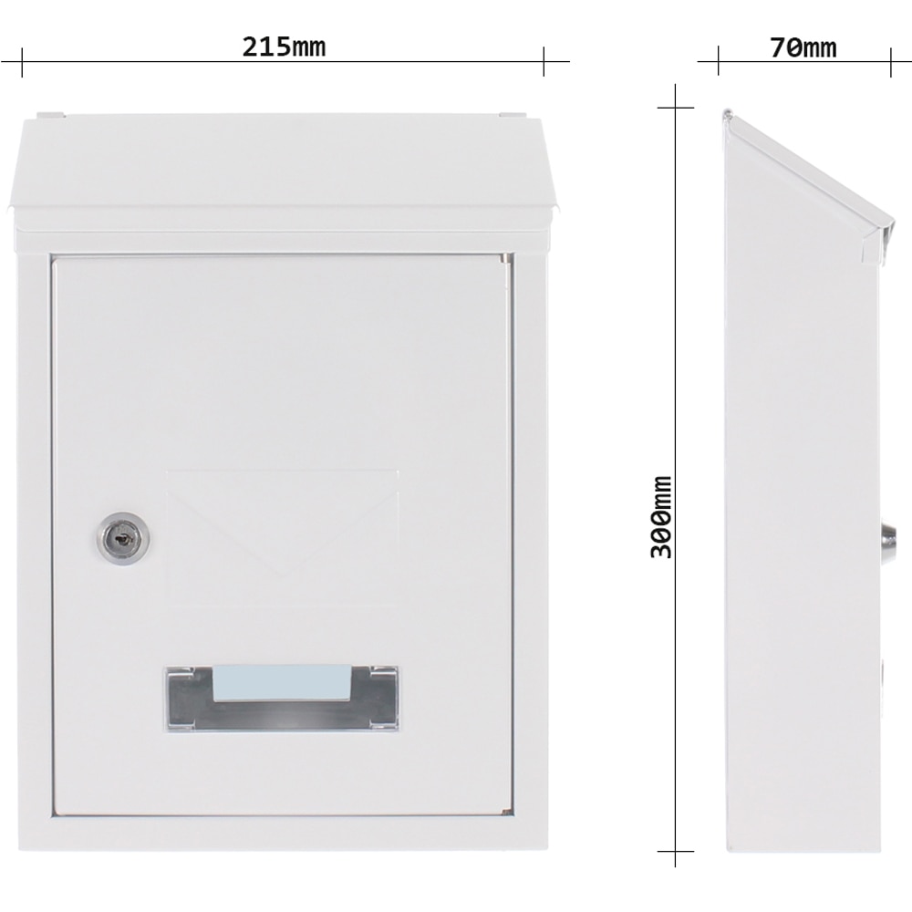 Cutie postala ROTTNER Udine, Inchidere cheie, 70 x 215 x 300 mm, alb