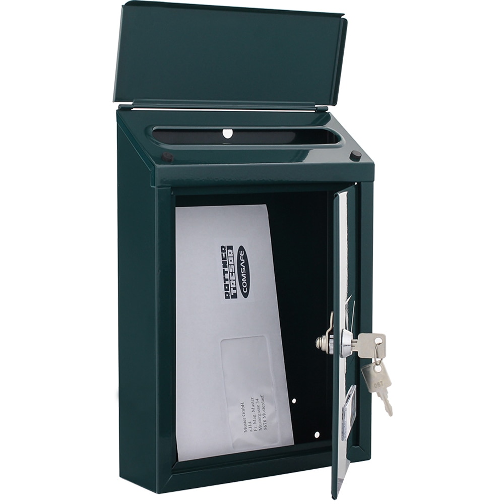 Cutie postala ROTTNER Udine, Inchidere cheie, 70 x 215 x 300 mm, verde