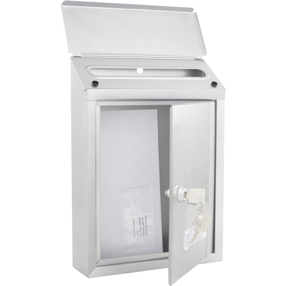 Cutie postala ROTTNER Udine, Inchidere cheie, 70 x 215 x 300 mm, argintiu