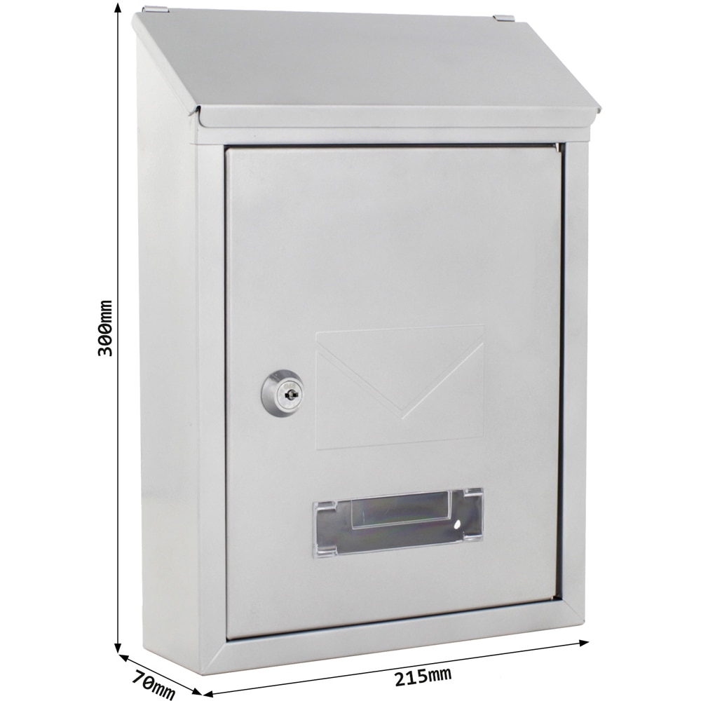 Cutie postala ROTTNER Udine, Inchidere cheie, 70 x 215 x 300 mm, argintiu