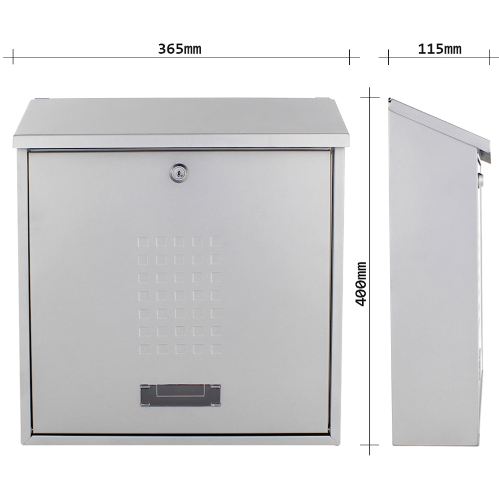 Cutie postala ROTTNER Bolzano, Inchidere cheie, 115 x 365 x 400 mm, argintiu