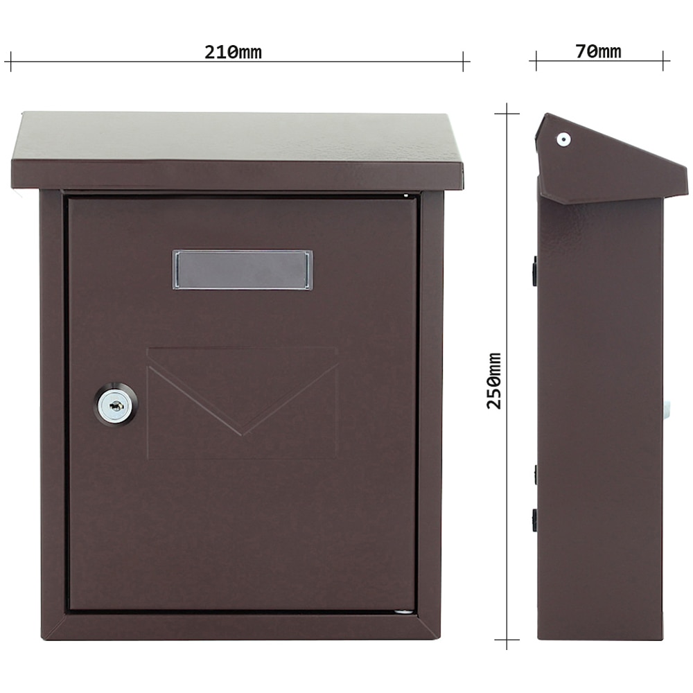 Cutie postala ROTTNER Cesena, Inchidere cheie, 70 x 210 x 250 mm, maro