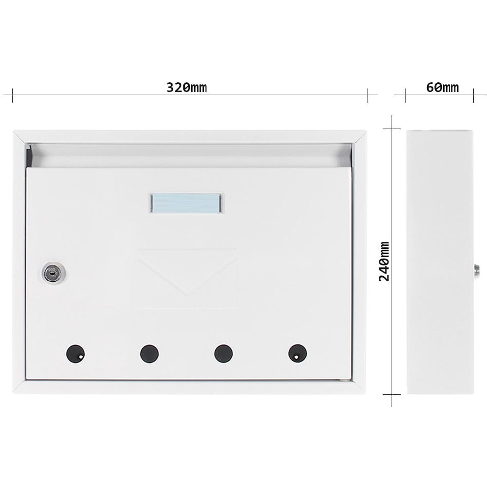 Cutie postala ROTTNER Imola, Inchidere cheie, 60 x 320 x 240 mm, alb