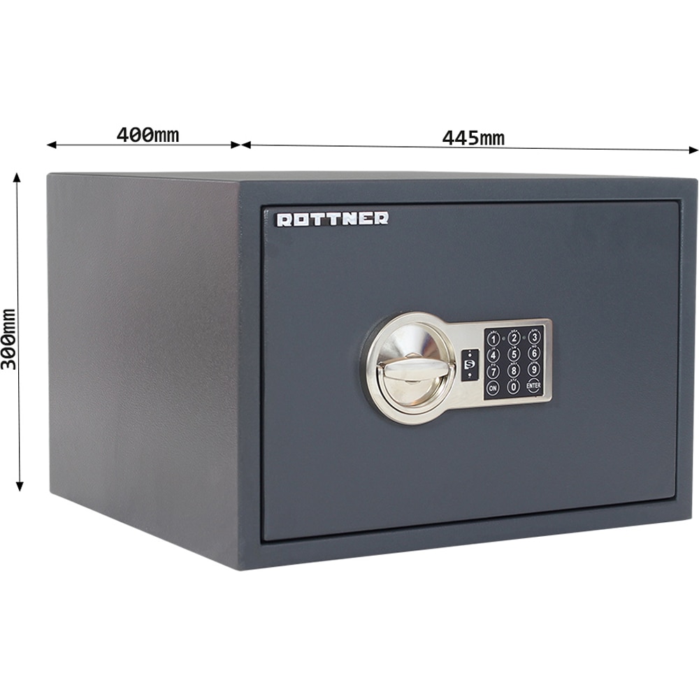 Seif certificat antiefractie ROTTNER PS 300 EL, Inchidere electronica, 400 x 445 x 300 mm, antracit