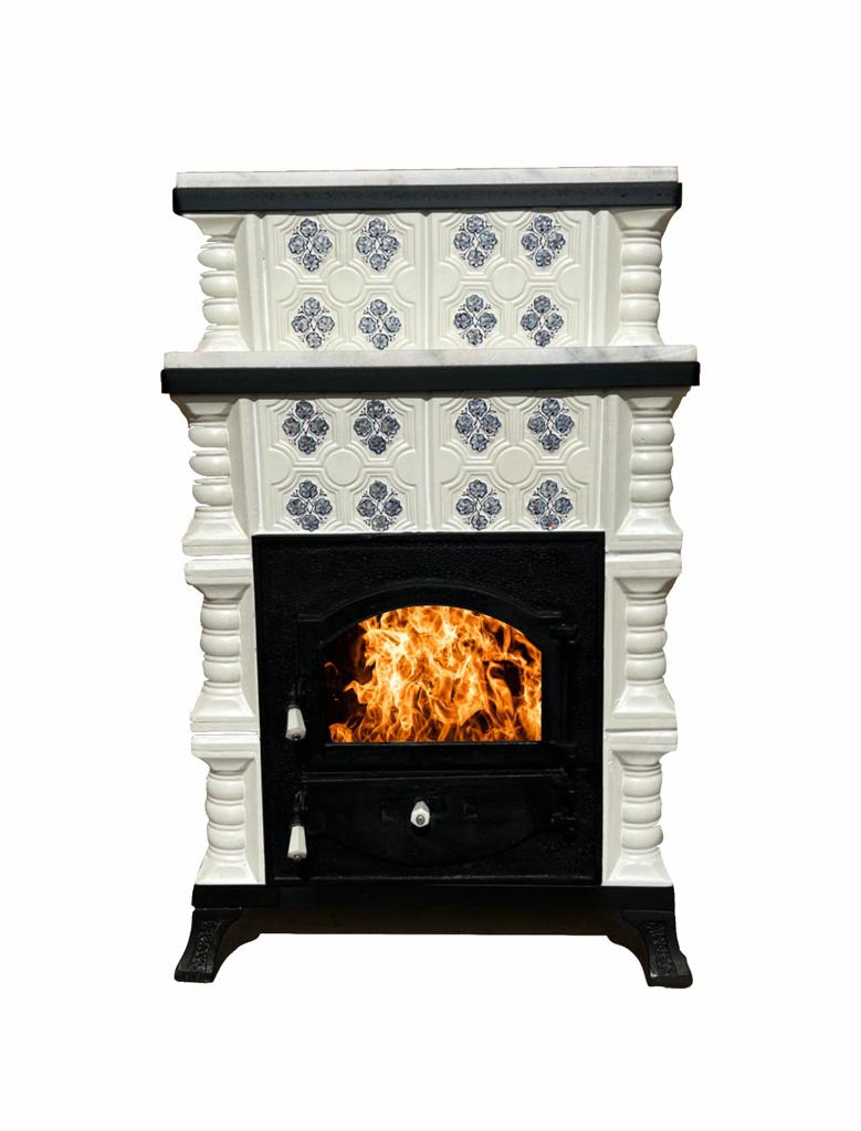 Semineu pe lemne alb, pictat, premontat, 4 randuri