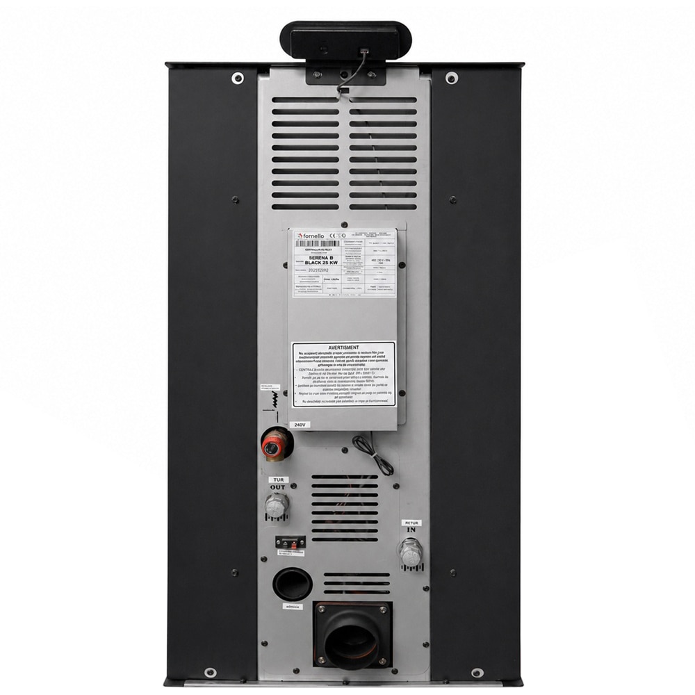 Cazan pe peleti FORNELLO Serena B, 25 kW, 55 x 68 x 102 cm, pompa de circulatie, vas expansiune, telecomanda, Wi-Fi, negru