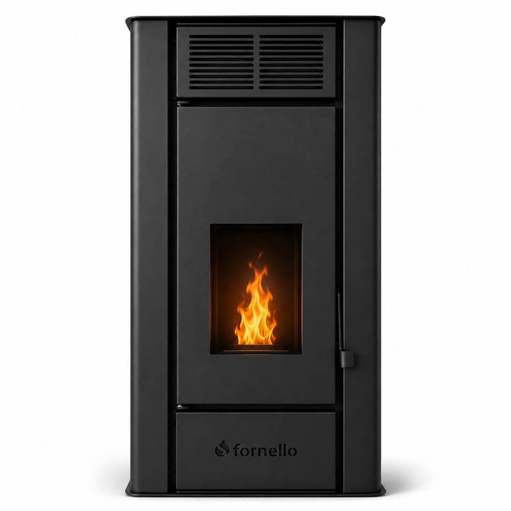 Termosemineu pe peleti FORNELLO Serena, 25 kW, 55 x 68 x 102 cm,, telecomanda, Wi-Fi, negru-crem