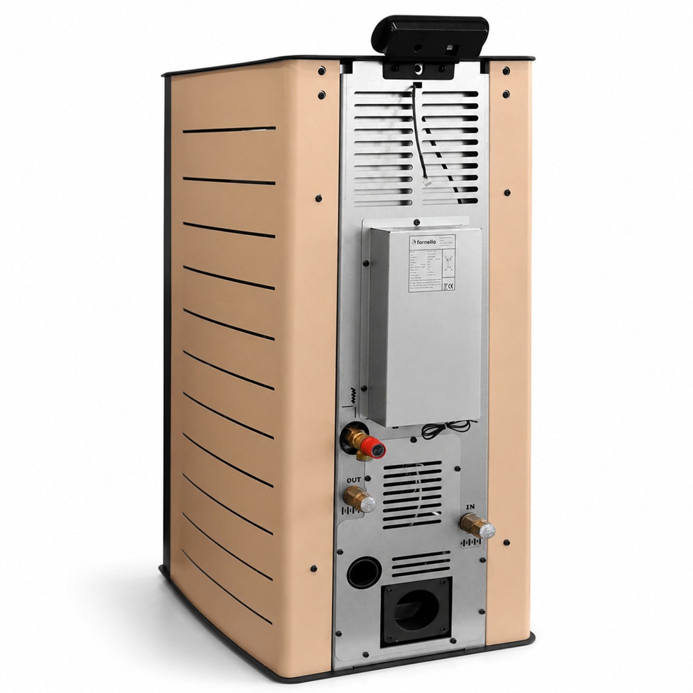 Termosemineu pe peleti FORNELLO Serena, 25 kW, 55 x 68 x 102 cm,, telecomanda, Wi-Fi, negru-crem