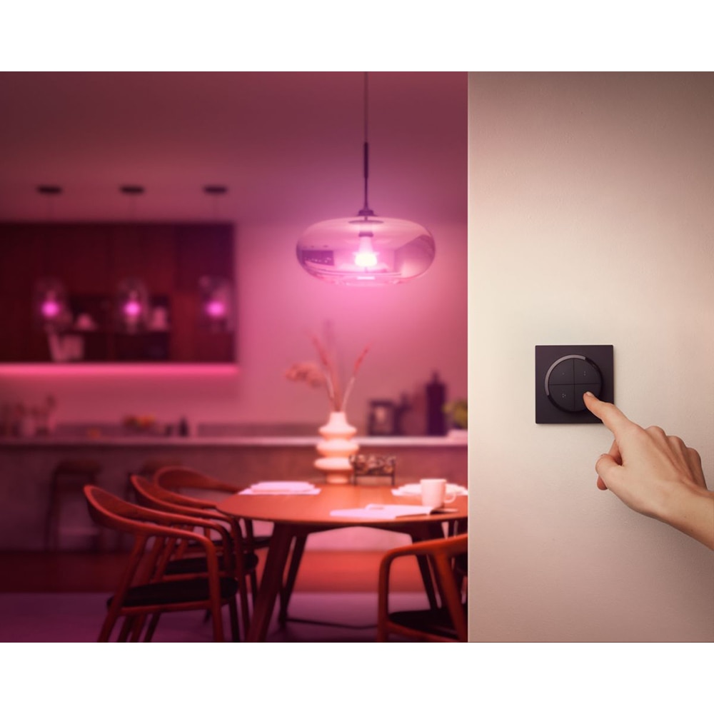 Intrerupator smart PHILIPS HUE Tap 8719514440937, 4 butoane configurabile, Wi-Fi, Touch, negru