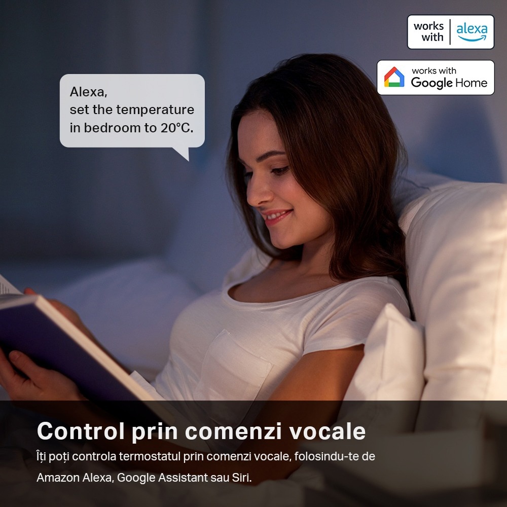 Cap Termostat Smart TP-LINK KE100, Wi-Fi, alb