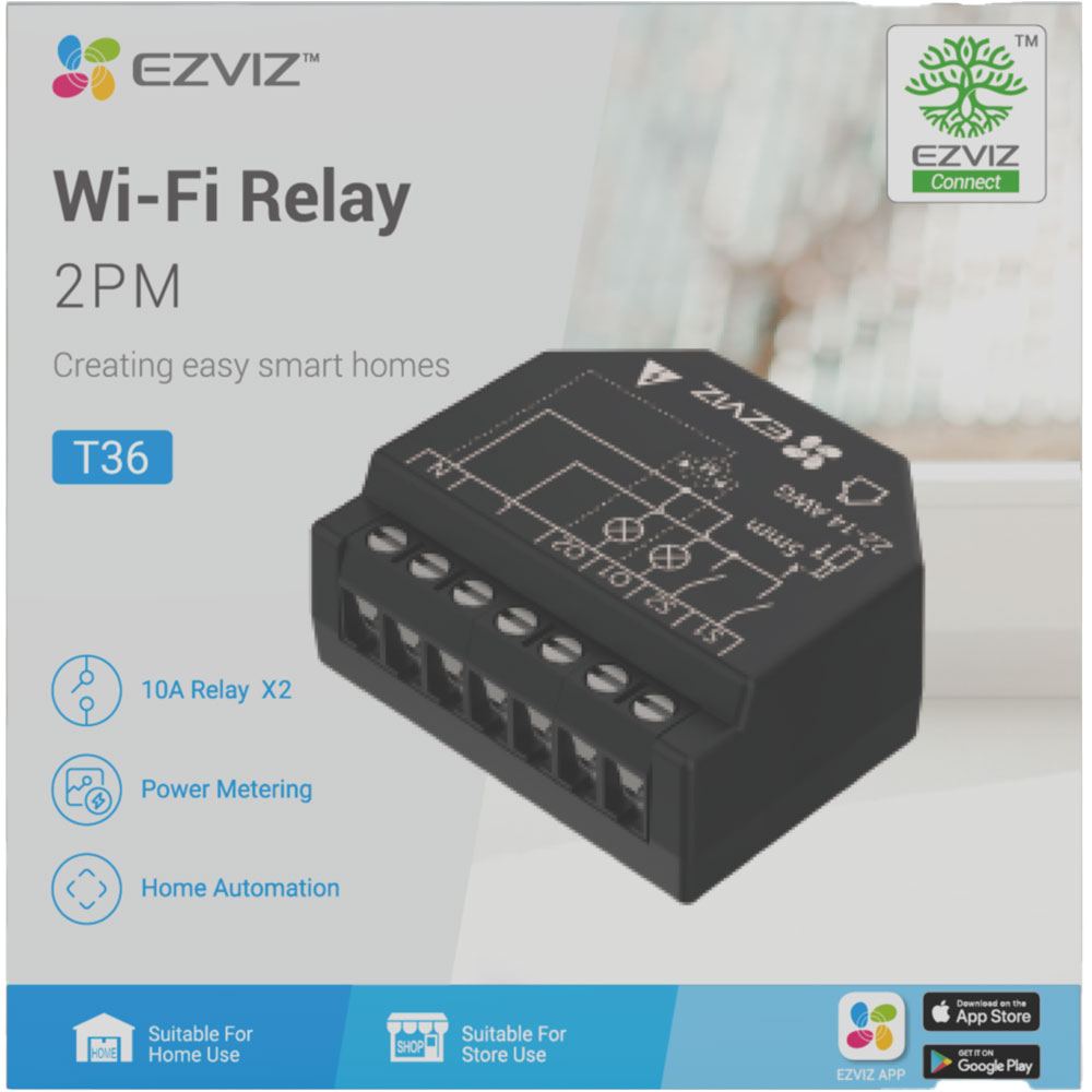 Releu smart EZVIZ T36WM, Wi-Fi, programare, automatizare, statistica, control vocal, negru
