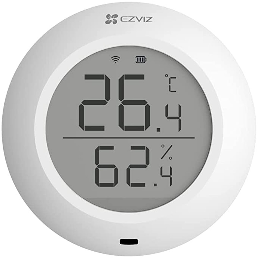 Senzor temperatura si umiditate EZVIZ T51C, Wi-Fi, ZigBee, Alerte instantanee, Ecran 1.8 inch, alb