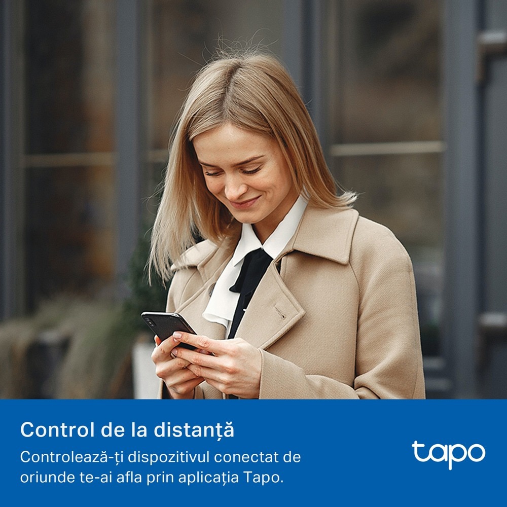 Priza inteligenta TP-LINK Mini TAPO P100M, Wi-Fi, 2300W, 10A, alb