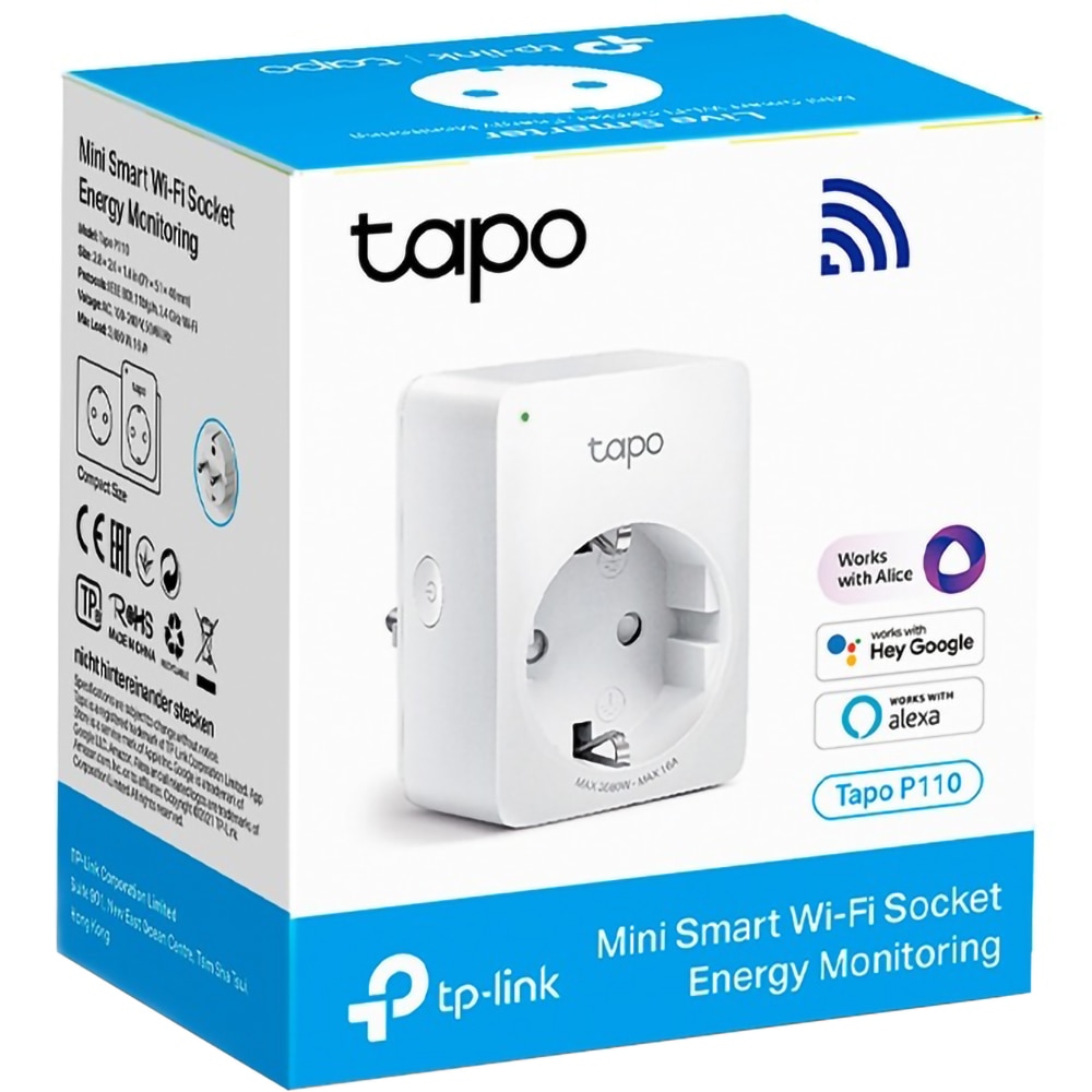 Priza inteligenta TP-LINK Tapo P110, Wi-Fi, 3680W, 16A, alb