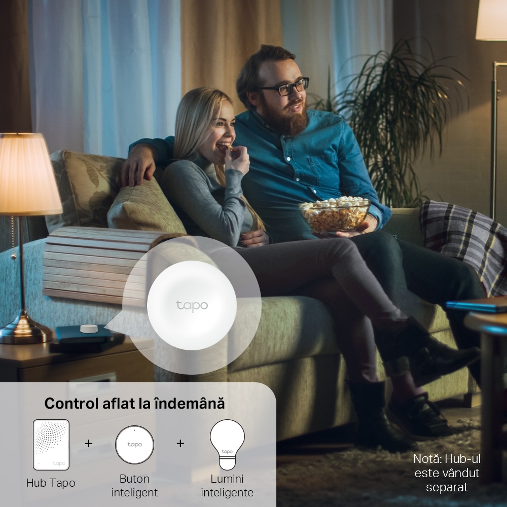 Comutator smart TP-LINK Tapo S200B, programabil, alb