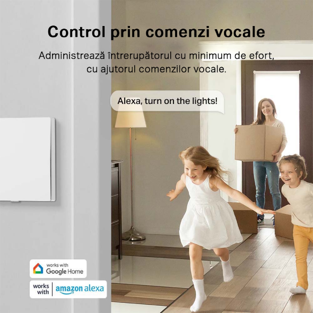 Intrerupator smart TP-LINK Tapo S210, Wi-Fi, alb
