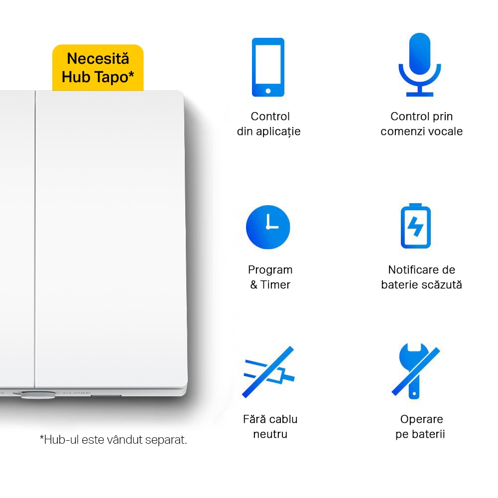 Intrerupator smart TP-LINK Tapo S220, Wi-Fi, alb