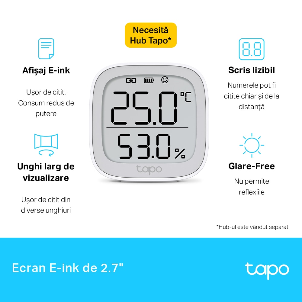 Monitor smart temperatura si umiditate TP-LINK Tapo T315, alb