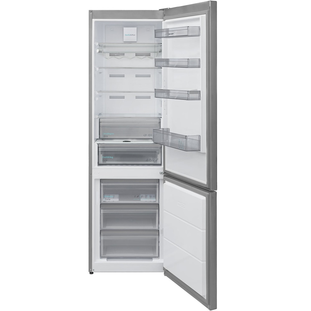 Combina frigorifica SHARP SJ-NBA32DMXPB-EU, No Frost, 367 l, H 201 cm, Clasa B, inox