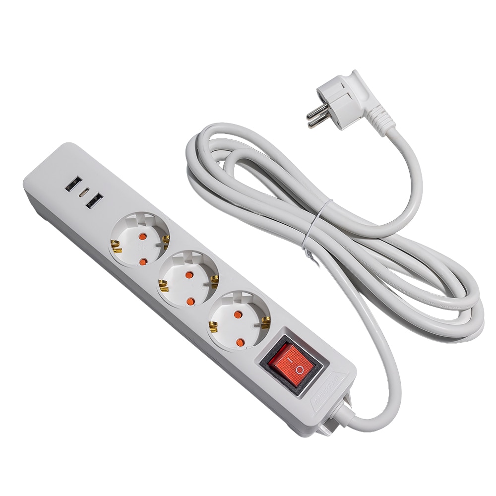 Prelungitor STROHM, 3 prize, 3m, alb