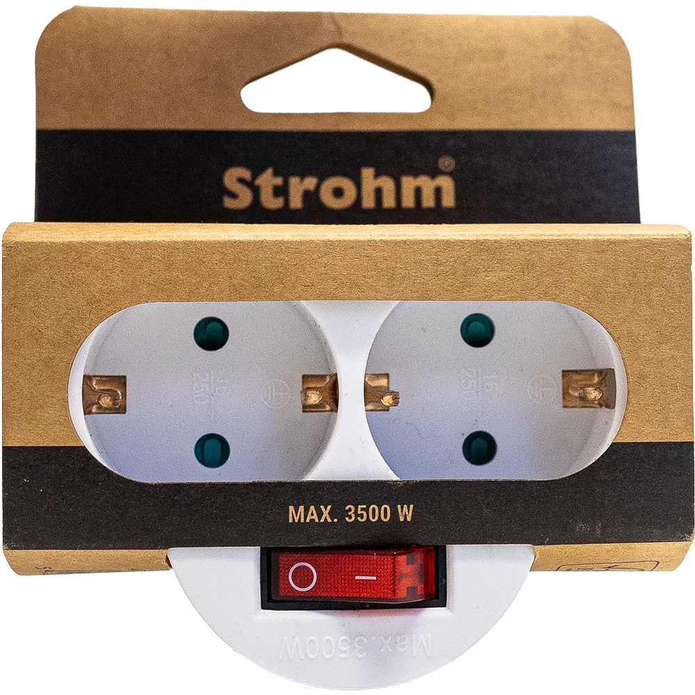 Adaptor priza STROHM, 2 prize, IP20, 3680W, alb