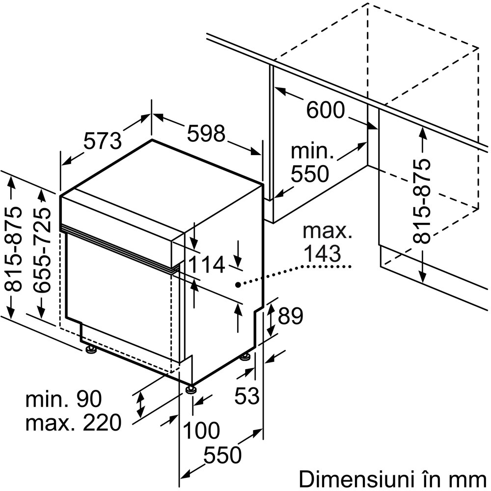 Masina de spalat vase semi-incorporabila BOSCH SMI2HTS06E, 13 seturi, 5 programe, 60 cm, Clasa C, inox