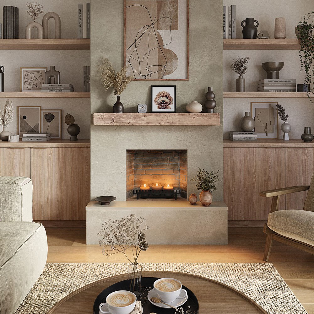 Focar cu lumanari TAGU ZenFlame, MDF, Caramiziu